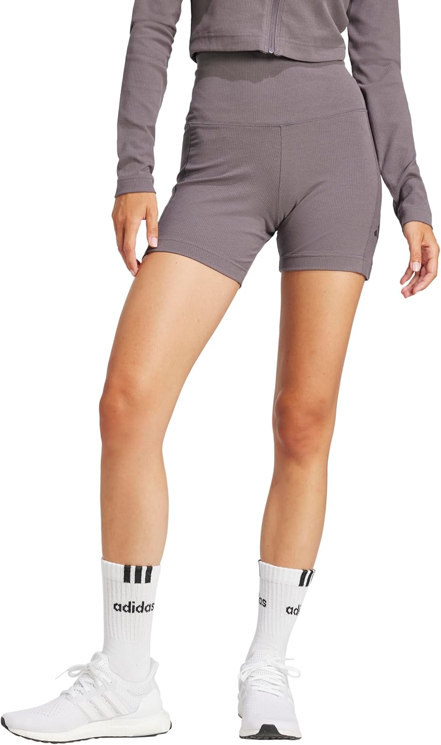 Adidas Womens All Szn Ribbed High-Waisted Bike Shorts