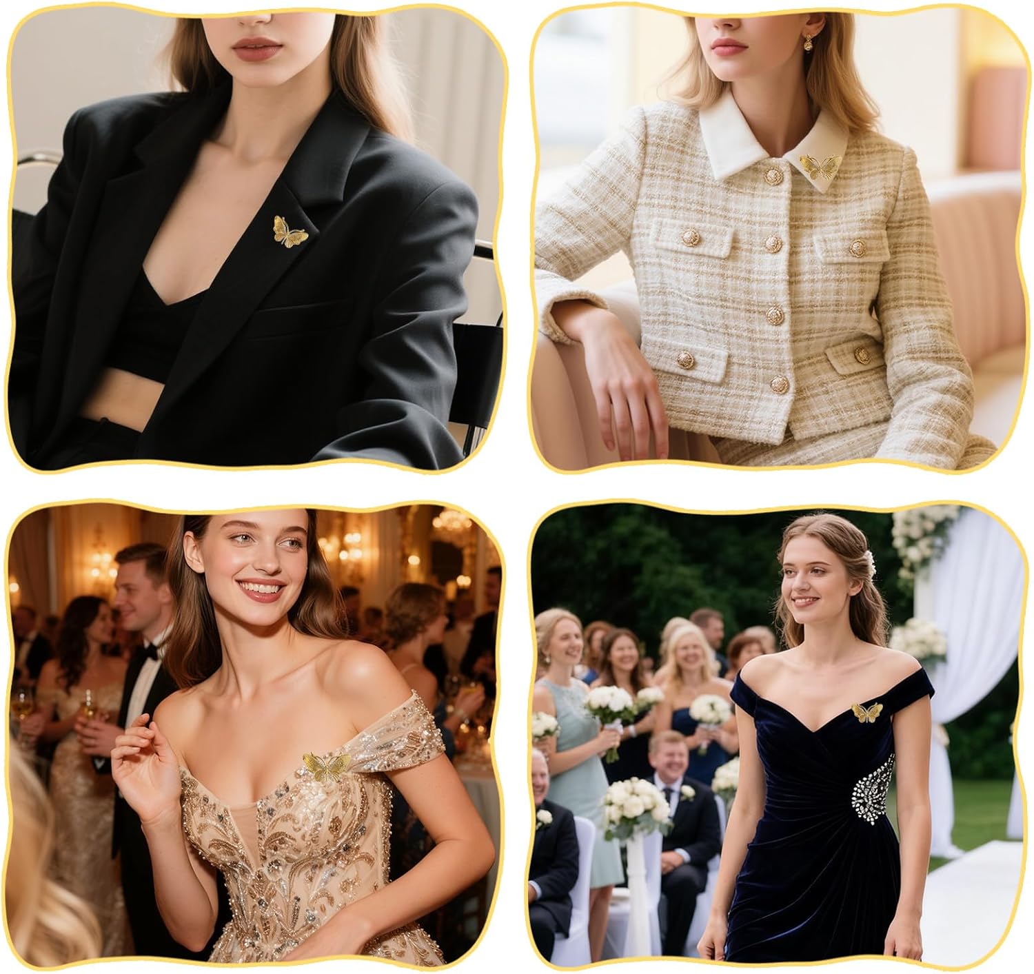 Gold Butterfly Broochs Pin for Women,Small Elegant Butterfly Brooch for Lapel,Christmas Party Stylish Dress Hat Bags Pin Accessories - Image 5