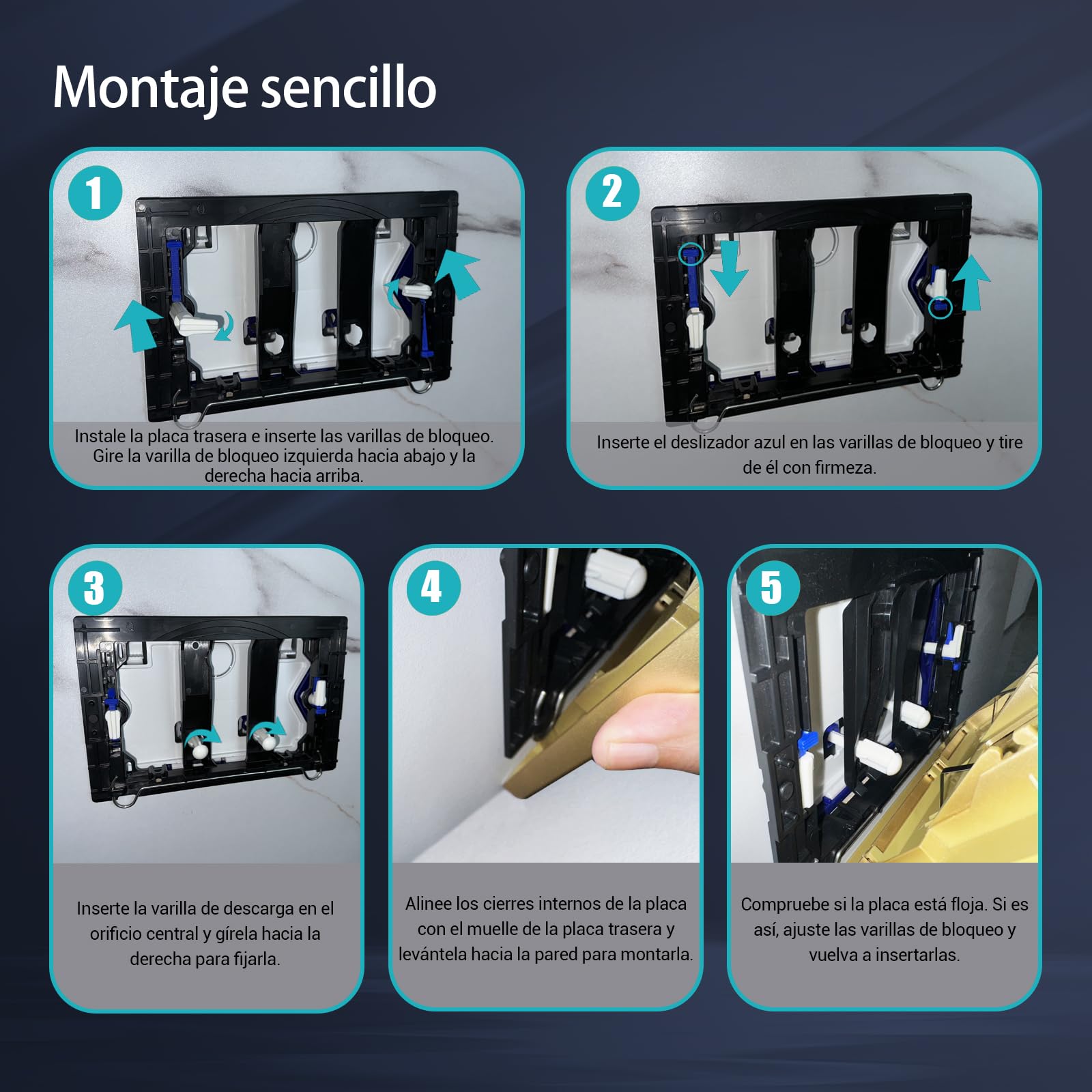 Empyreal placa actuador reemplazo panel frontal de cisterna de inodoro, Placa de actuador compatible con Geberit Duofix Sigma/Delta/BASIC para doble descarga, Con un cisterna (Gris oscuro)