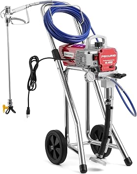 Airless Paint Sprayer, 3300PSI 1200W High Efficiency Airless Sprayer, Fine and Even Painting Effect, Extension Rod, Indoor Paint Sprayer for Walls, Home Interior, House Painting, DIY Red