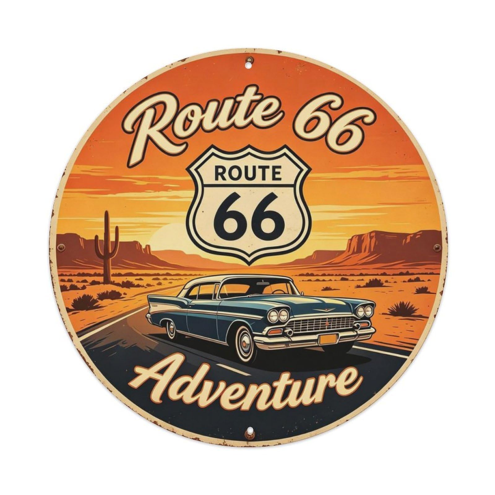Route 66 Adventure Metal Tin Sign Plaque