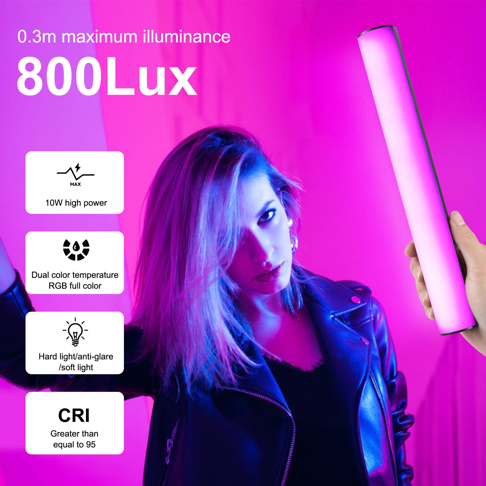 PULUZ Varita de luz magnética de mano, luz de relleno LED RGB con batería recargable de 3000 mAh, luz de tubo de cámara regulable de 2500-9000 K para estudio de fotografía, TikTok, YouTube, Vlog, 30