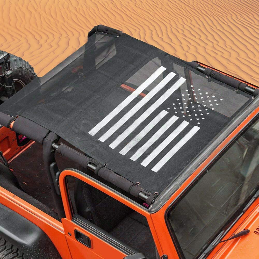 CKPEOR Pare-Soleil Top Mesh Bikini Pour Jeep Wrangler TJ YJ 1987-2006 - Protection UV 80% Style 5 Étoiles