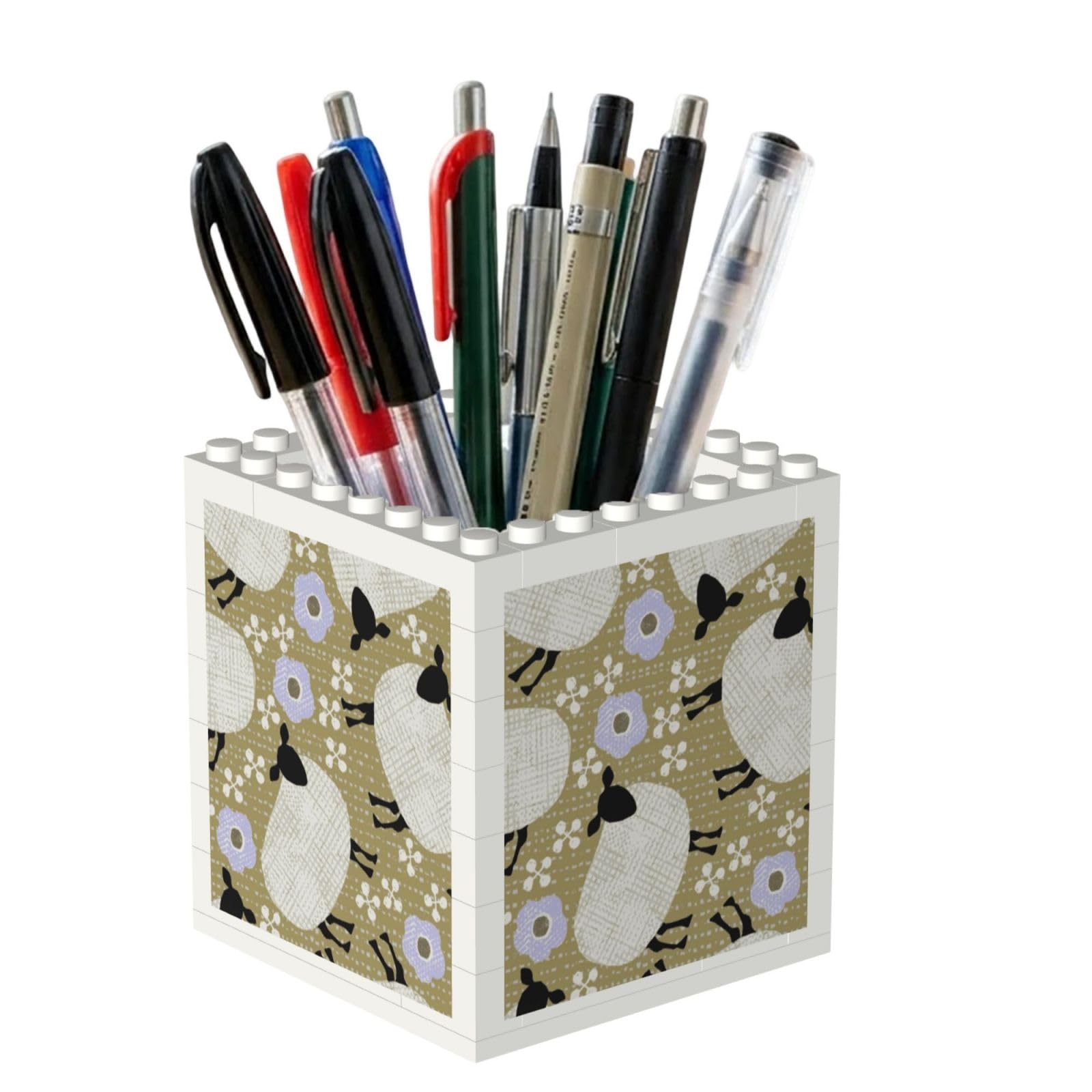 Poadnly Wooly Sheep Pattern, Pen Pot Pencil Holder for Office Home School, Compact Desk Organiser for Office Stationery