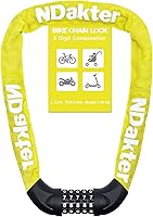 Vista 34 de NDakter Cerradura de cadena para bicicleta, combinación de 5 dígitos, resistente, antirrobo, cerradura de bicicleta de seguridad