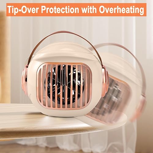 Miniatura 5 de Paquete de 2 mini calentadores de espacio, calentador eléctrico PTC portátil, calentamiento rápido de 300 W con protección contra