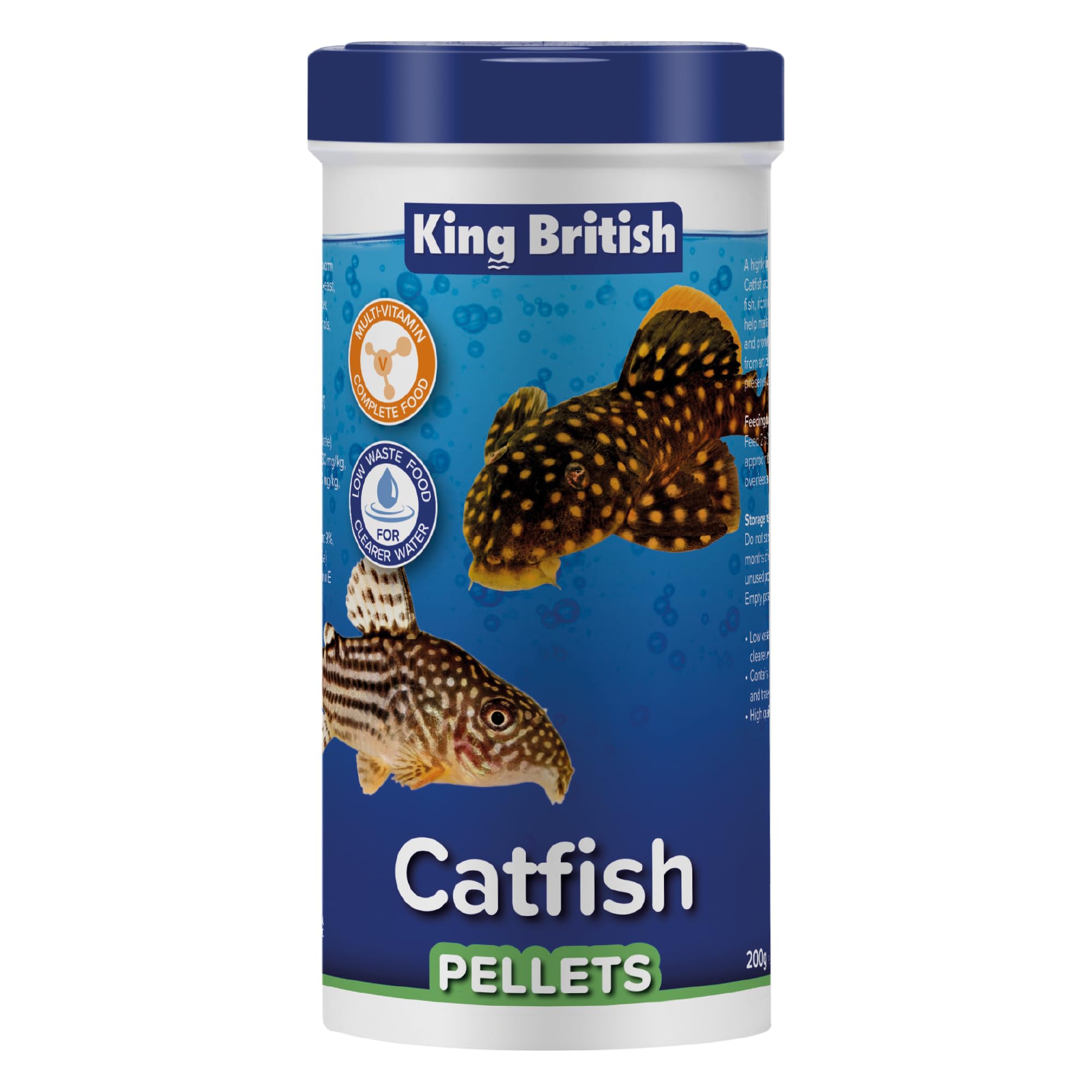 King British – Catfish Pellets 200g – Multi-Vitamin Complete Sinking Food for Catfish & Other Bottom-Feeding Tropical Fish – Clear Water Formula –Natural ingredients – Support A Healthy Immune System