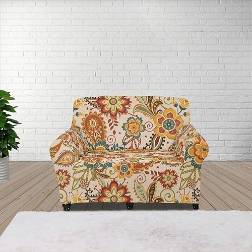 Horeset Funda de sofá estilo navajo indio retro azteca para sofá de 1 cojín, funda lavable para mueblesprotector de sofá