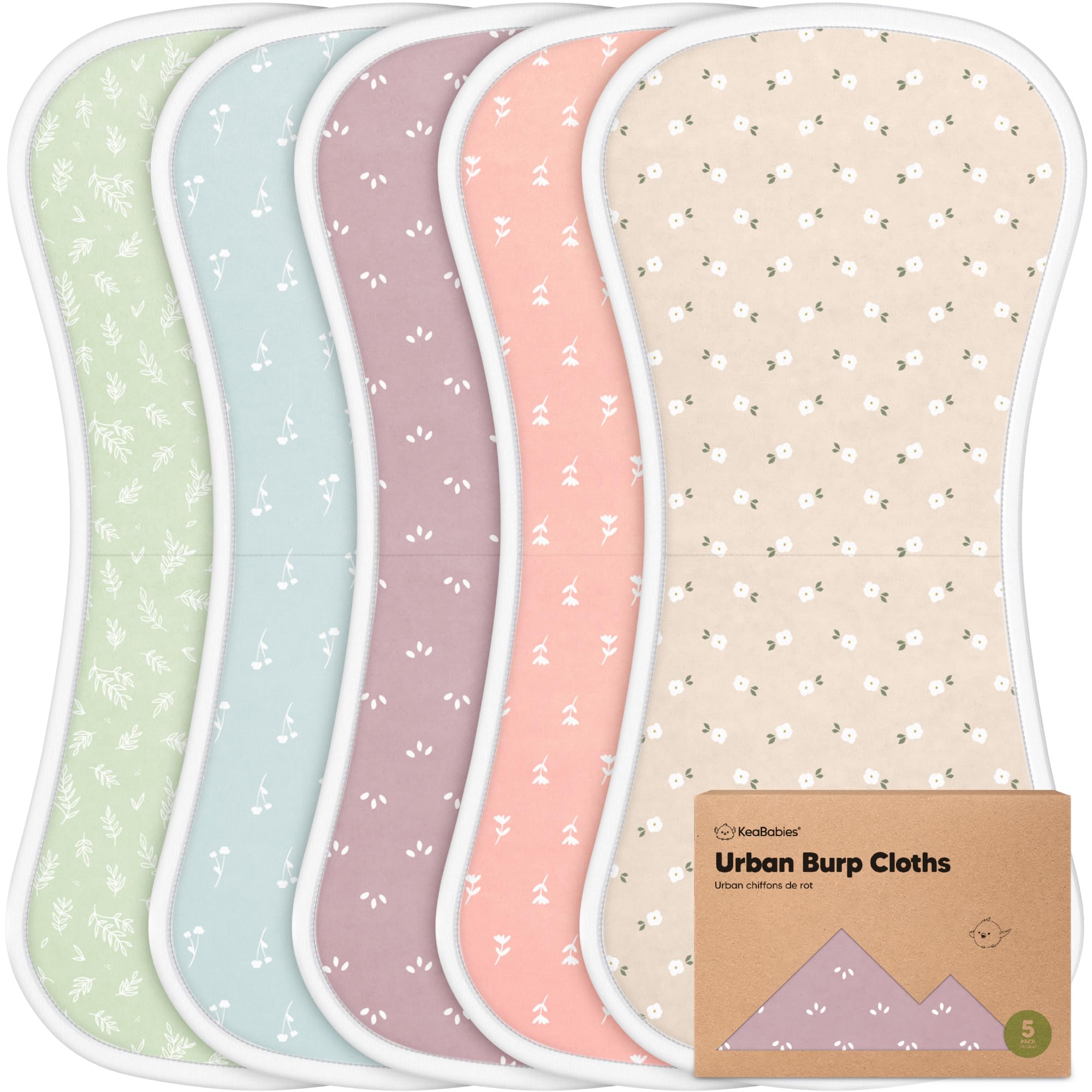 Organic Burp Cloths Baby Boy & Girl - 5-Pack Super Absorbent Cotton Burping Cloths for Babies, Soft & Plush Newborn Spit Up Rags, Infant Towels for
