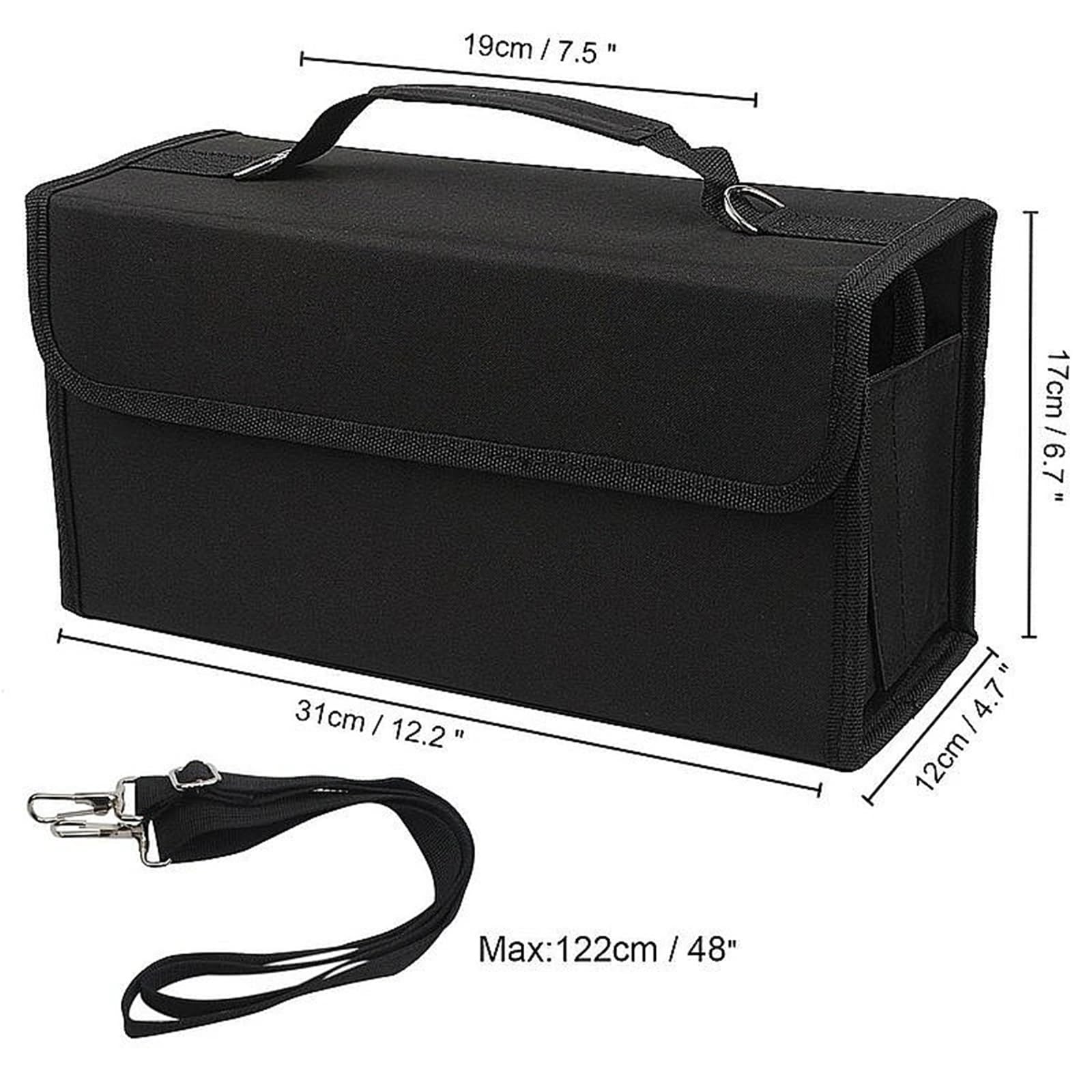 Aufbewahrungsbox für Markierungsstifte 120 Slot Große Kapazität Faltbare Marker Stift Fall Art Marker Stift Tasche Lagerung Tasche Langlebige Skizze Werkzeug Lagerung Box schreibwaren für Büro(Black)