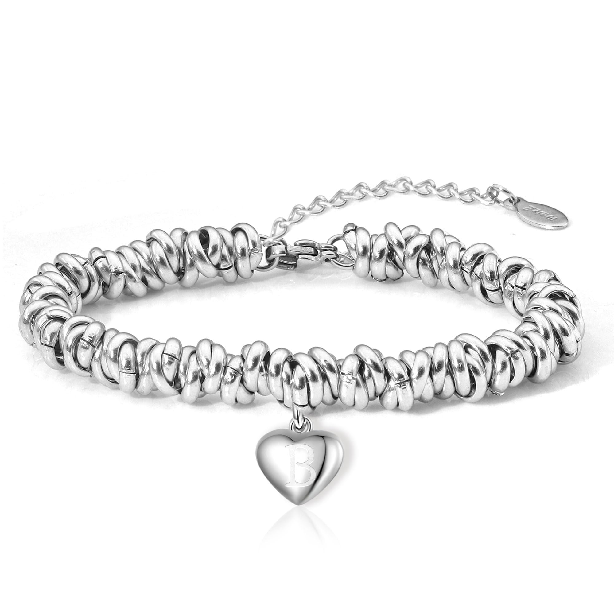 Seleneva Regalo Donna Compleanno Bracciale da Donne Ragazze, Cuore 26 Lettera Iniziale Alfabeto A-Z Ispiratore Braccialetto Idee Regalo di Natale da Amici Sorella Figlia Laureato