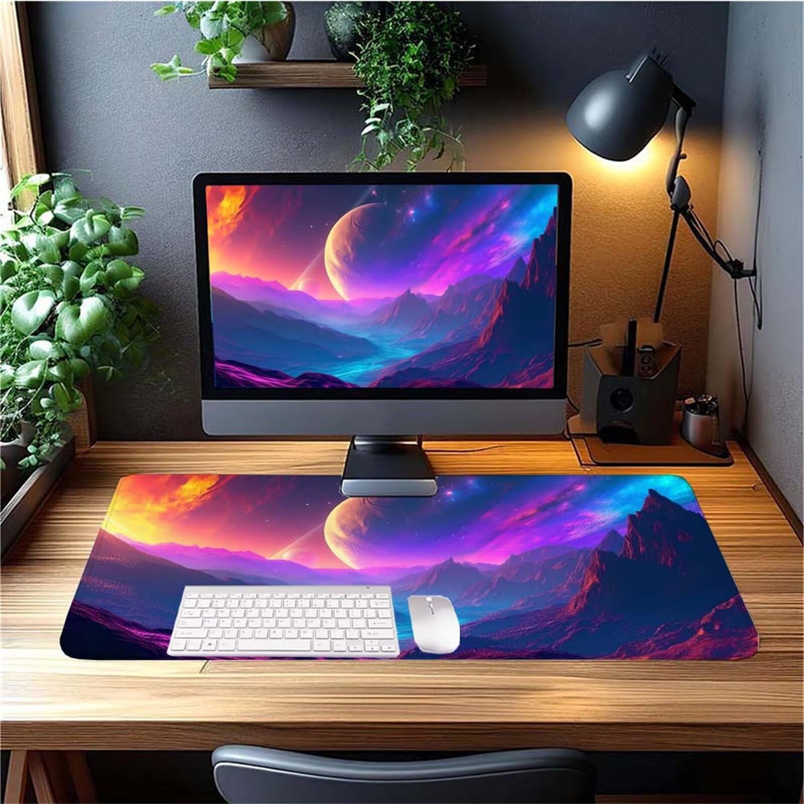 Alfombrilla Ratón Color Montaña Alfombrilla Ratón XXL 1400x600x3mm Mouse Pad Resiste Salpicaduras, Extendida de Gran Tamaño con Bordes Cosidos, Mejora la Precisión y la Velocidad, Antideslizante y-57