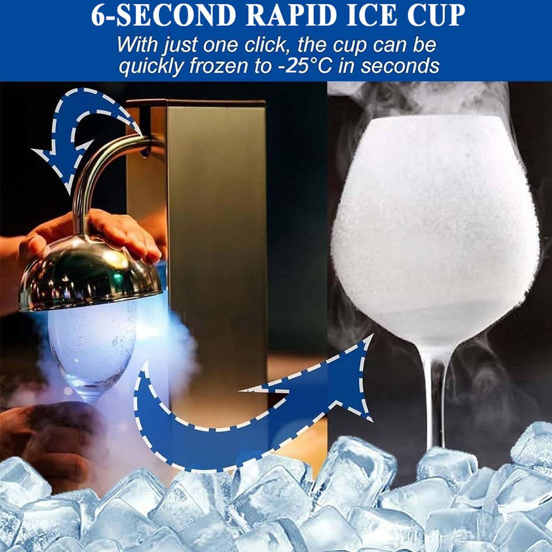 Froster da banco in vetro, refrigeratore istantaneo per cocktail e birra, si collega al serbatoio, raffredda fino a -25 °C, perfetto per feste ed eventi