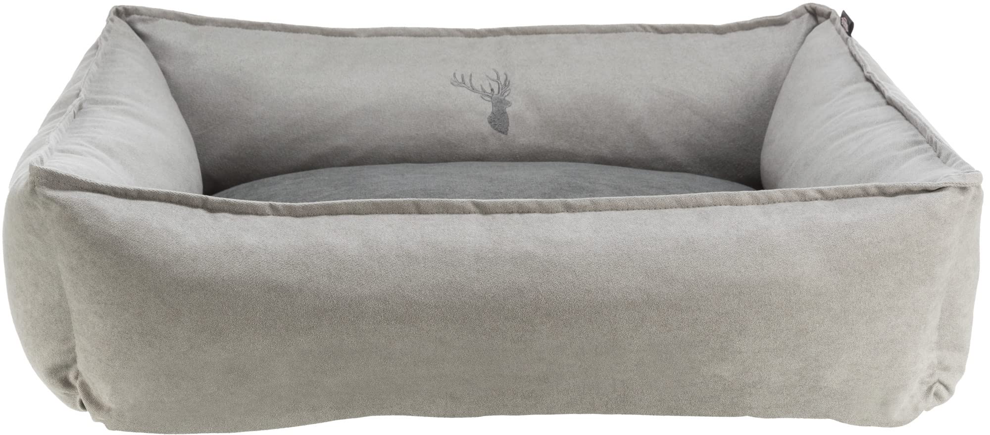 TRIXIE Hundebett Leni 100 × 70 cm in sand/grau - geräumiger Hundeschlafplatz mit gemütlichem Kissen - Hundekorb für mittelgroße Hunde - rutschfest und waschbar - 37995
