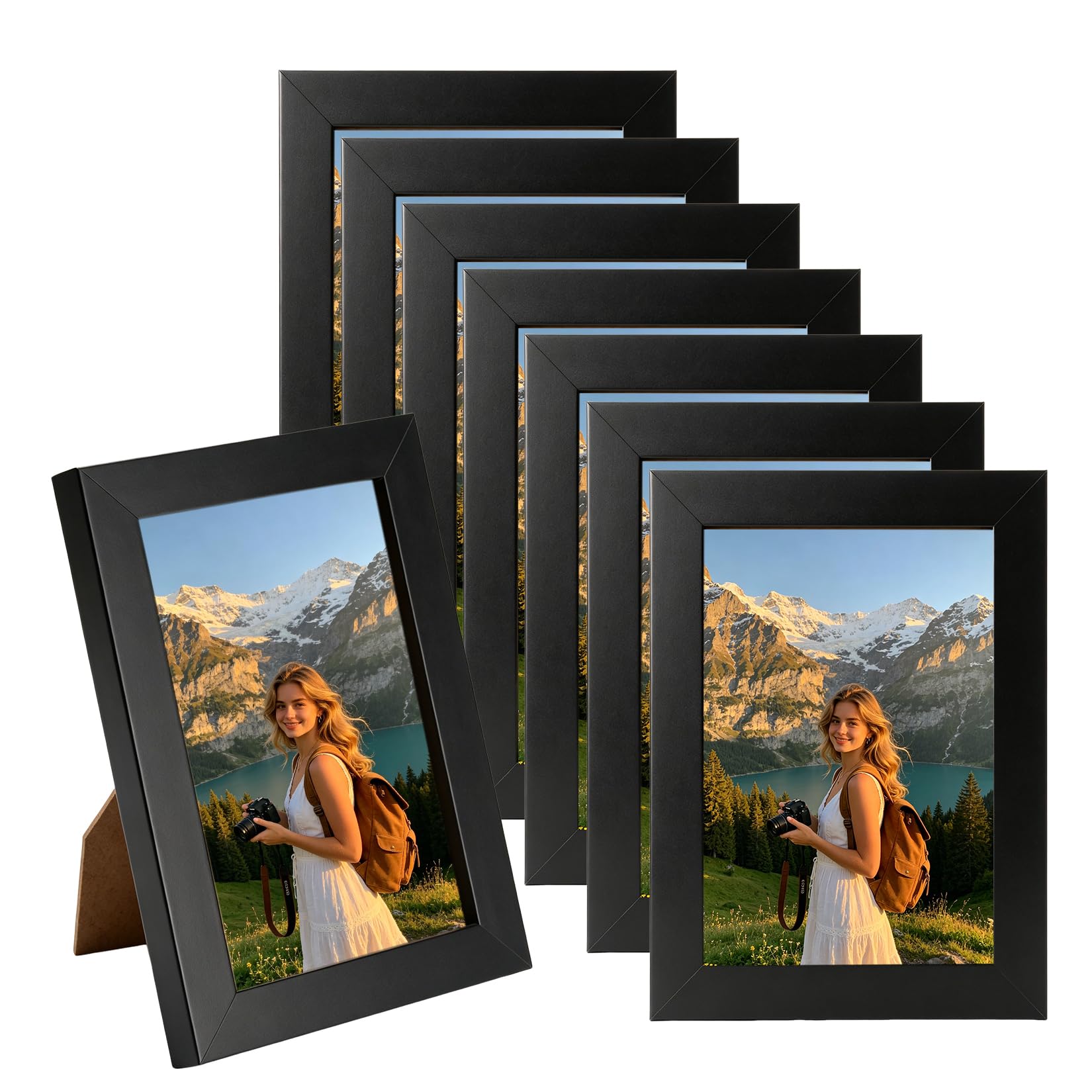 runxsam 8 pcs black wood picture frames 12.8x9cm (5x3.5in) desktop/wall โ image 1
