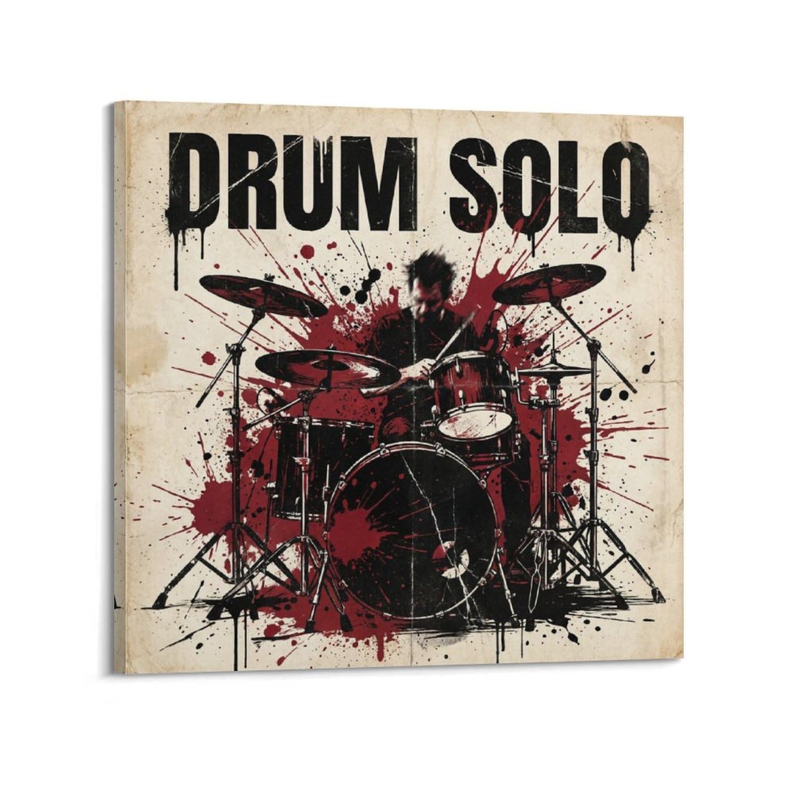 XKUGA Poster con stampa su tela decorativa vintage e moderna con copertina di musica rock Drum Solo, chitarra elettrica, decorazione artistica da parete ideale per famiglia, grotta degli uomini, sala