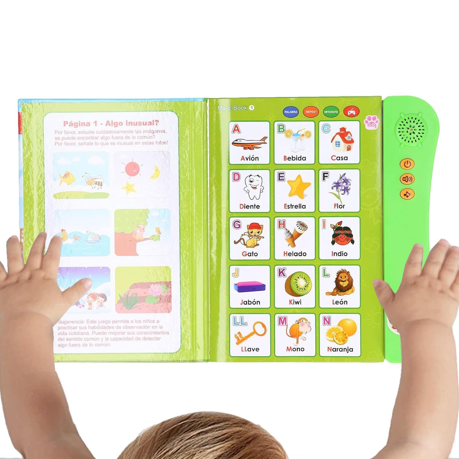 Libro interactivo con sonido bilingüe para evitar el uso de pantallas en niños 8