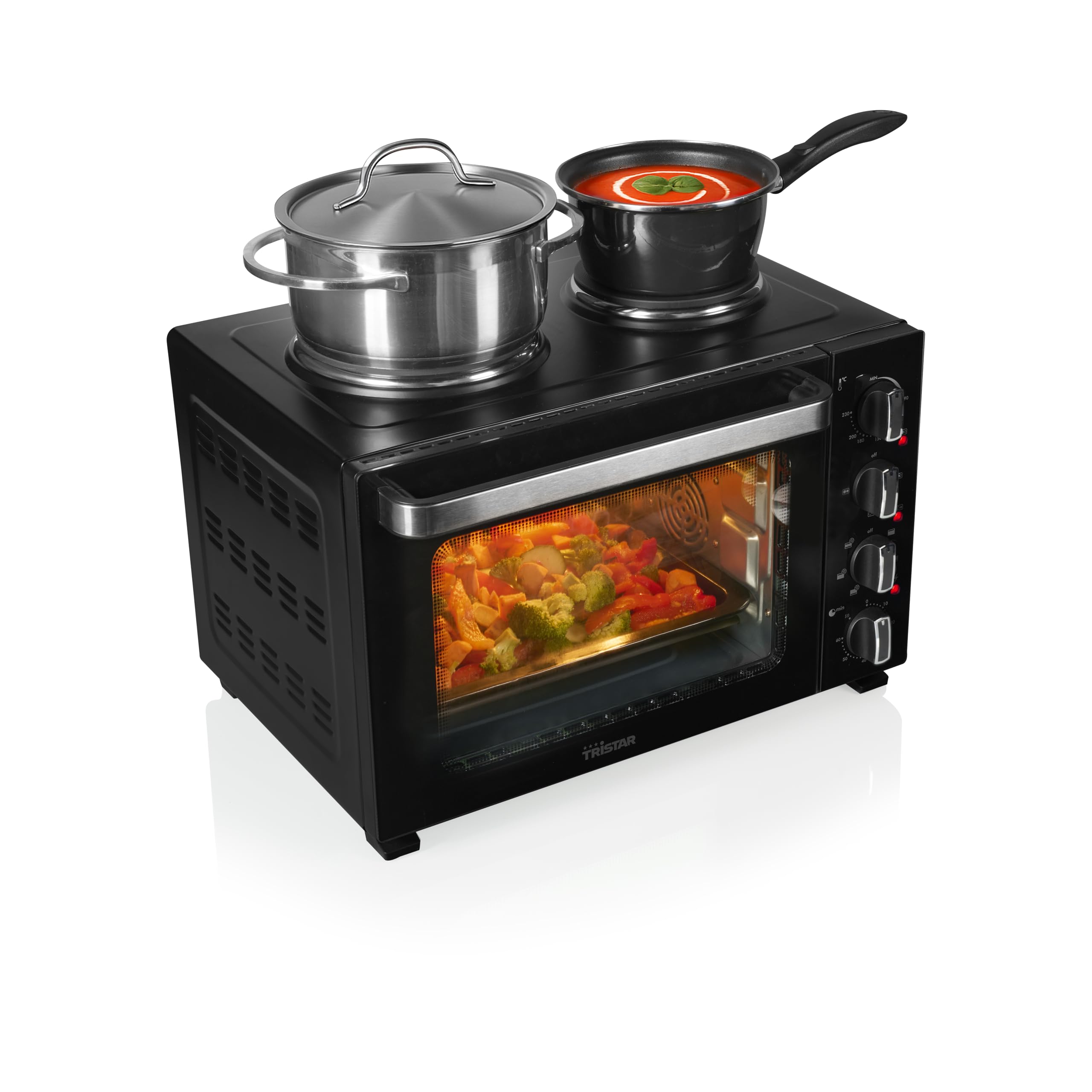 Tristar Forno a convezione con 2 piastre, capacità 35 L, 3200 W, struttura in acciaio, mini cucina compatta per pasti completi, OV-3670