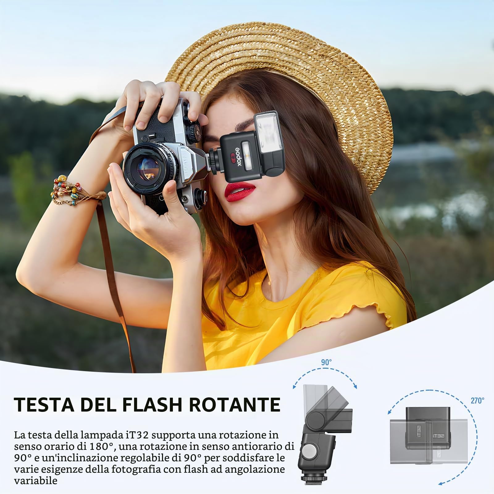 Godox IT32 Flash per Fotocamera TTL con Trigger X5N per Nikon Camera 2.4G GN18 510 Flash a Piena Potenza Touchscreen Riflettore Integrato Luce LED Filtro Colore Magnetico