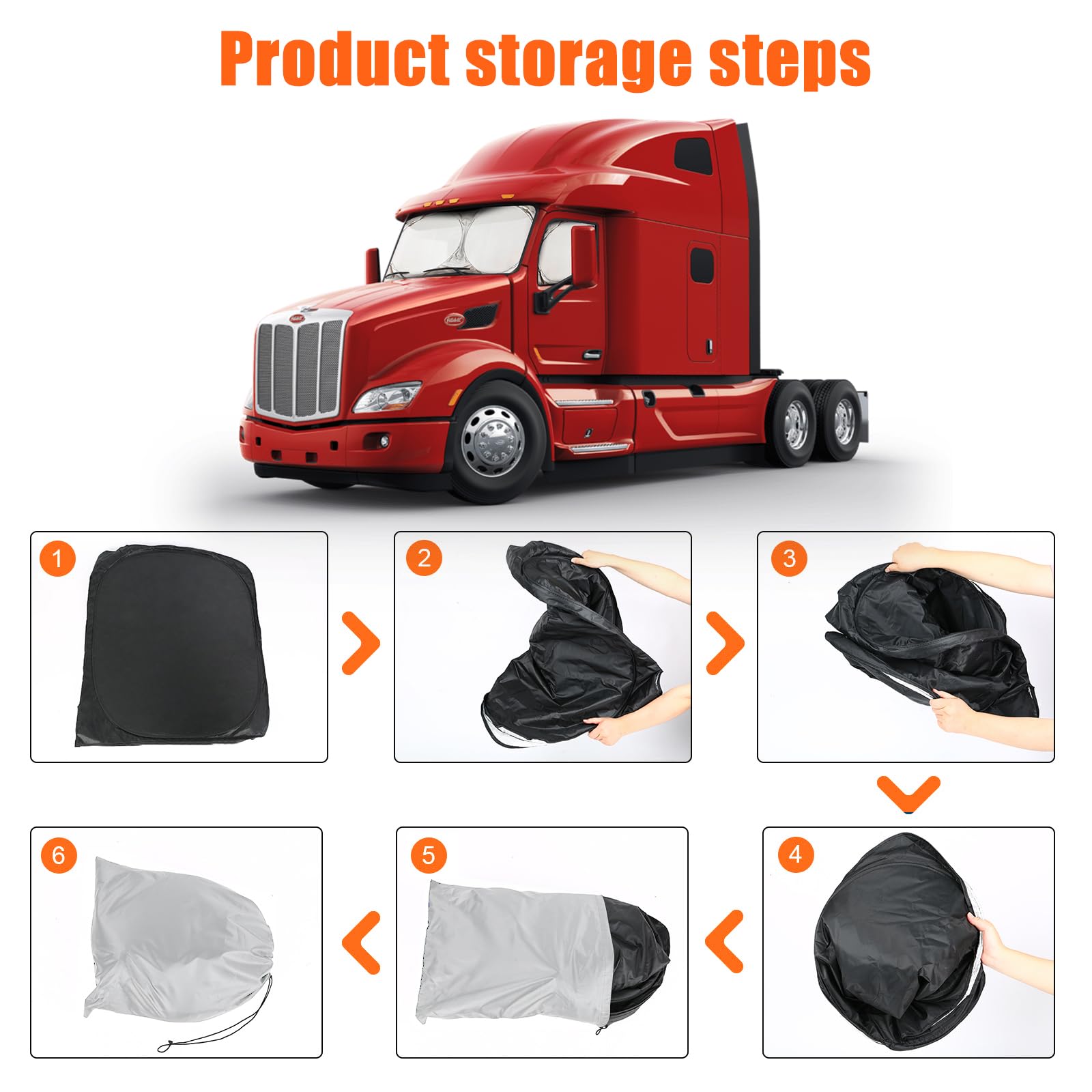 Pare Soleil pour Pare-Brise Avant de Voiture Compatible avec Freightliner Camion, Pare-Soleil intérieur Pliable, Isolation Thermique et Protection UV, Compatible avec Volvo Gros Camion