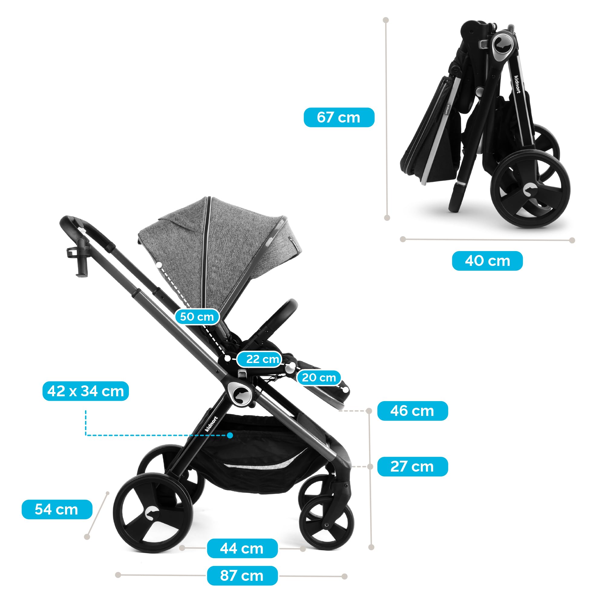 Isbjörn - Cochecito de bebé para niños de 0 a 22 kg, plegable con función reclinable, asiento convertible, ruedas grandes de EVA con suspensión en las 4 ruedas, respaldo ajustable beige