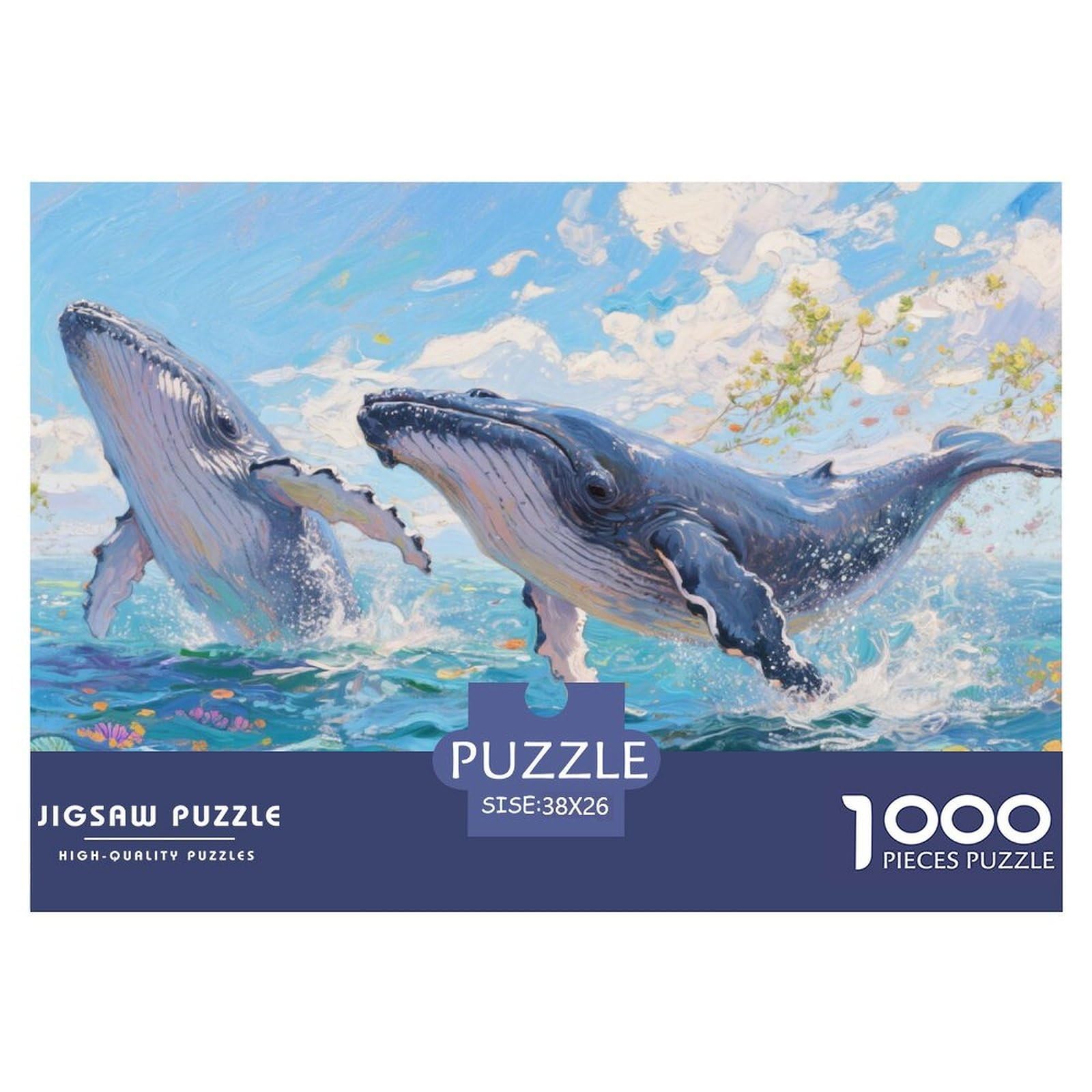 Puzzle Blue Whale 1000 Pieces Challenge Toy for Adults,Marine Ecosystem Impossible Jigsaw Puzzles 1000 Piece Educational Games Home Decoration 38x26cm/1000pcs — image 1