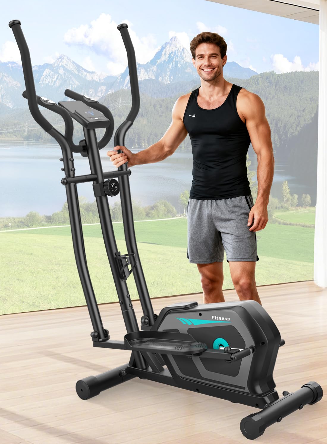 Ellittiche Da Casa con App, 3-in-1 Ellittica Ultra Silenziosa con 16 Livelli di Resistenza,volano da 6 kg, Monitor LCD, Pedale Antiscivolo, Portabottiglie, Cyclette Ellittica Fino a 287 LBS