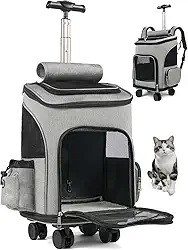 Caixa de Transporte para Gatos, Caixa Transporte Gato, Caixa de Transporte para Cachorros, Bolsa Transporte Pet Luxo Avião Rodinhas Cães Gatos, Bolsa Transporte Pet Ventilação, Mochila