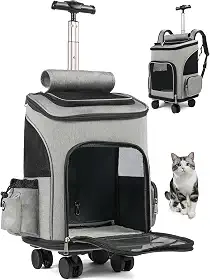 Caixa de Transporte para Gatos, Caixa Transporte Gato, Caixa de Transporte para Cachorros, Bolsa Transporte Pet Luxo Avião Rodinhas Cães Gatos, Bolsa Transporte Pet Ventilação, Mochila