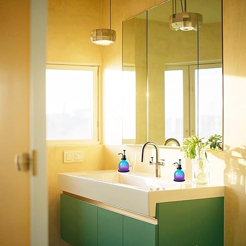 Miniatura 4 de Dispensador de jabón líquido vintage para baño, dispensador de jabón líquido de cocina de vidrio con bomba, estilo rústico antiguo, bonita