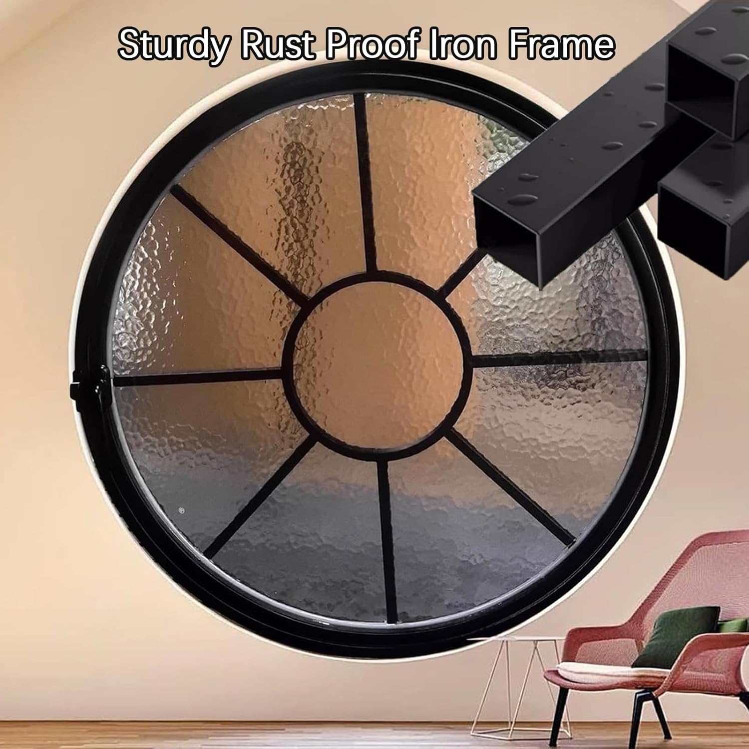 360° Rotatable Ventilation Windows, Glass Shed Window, Round Ventilation Window with Handle, Aluminum Frame Window Double Hung Windows for Bathroom, Kitchen(60cm/23.6in)