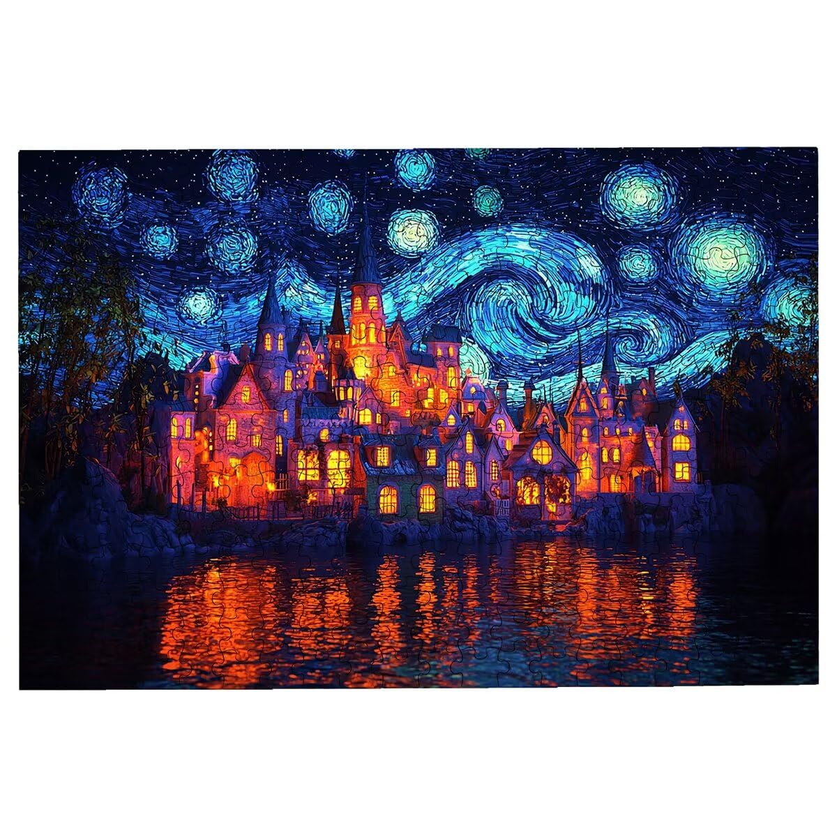 Puzzle 2000 sztuk dla dorosłych gwiaździste niebo, abstrakcyjne puzzle, puzzle 2000 sztuk dla dorosłych, drewniane puzzle z pudełkiem na prezent rozmiar 99 x 70 cm, wyzwanie puzzle dla całej rodziny