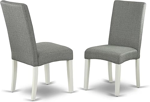East West Furniture DRP2T07 Driscol Parson - Sillas de comedor de tela de lino gris, juego de 2, color blanco lino