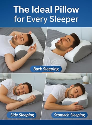 Miniatura 7 de Almohada ortopédica cervical  Soporte ergonómico de espuma viscoelástica para el cuello para aliviar el dolor, personas que duermen de lado y