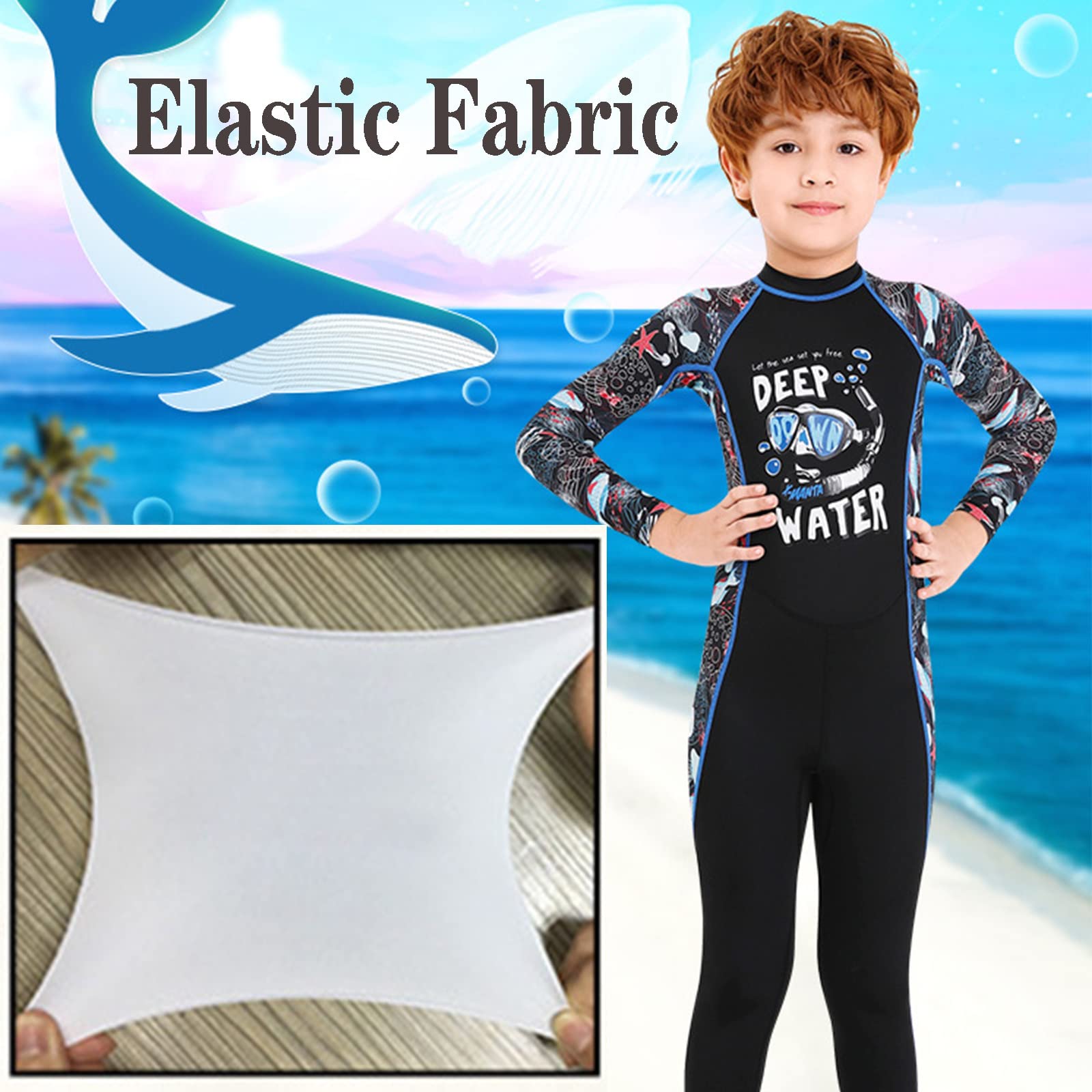 Combinaison de plongée pour Enfants garçons, Maillot de Bain Complet à séchage Rapide et Respirant pour Le Surf, la Natation et la plongée (Noir S)