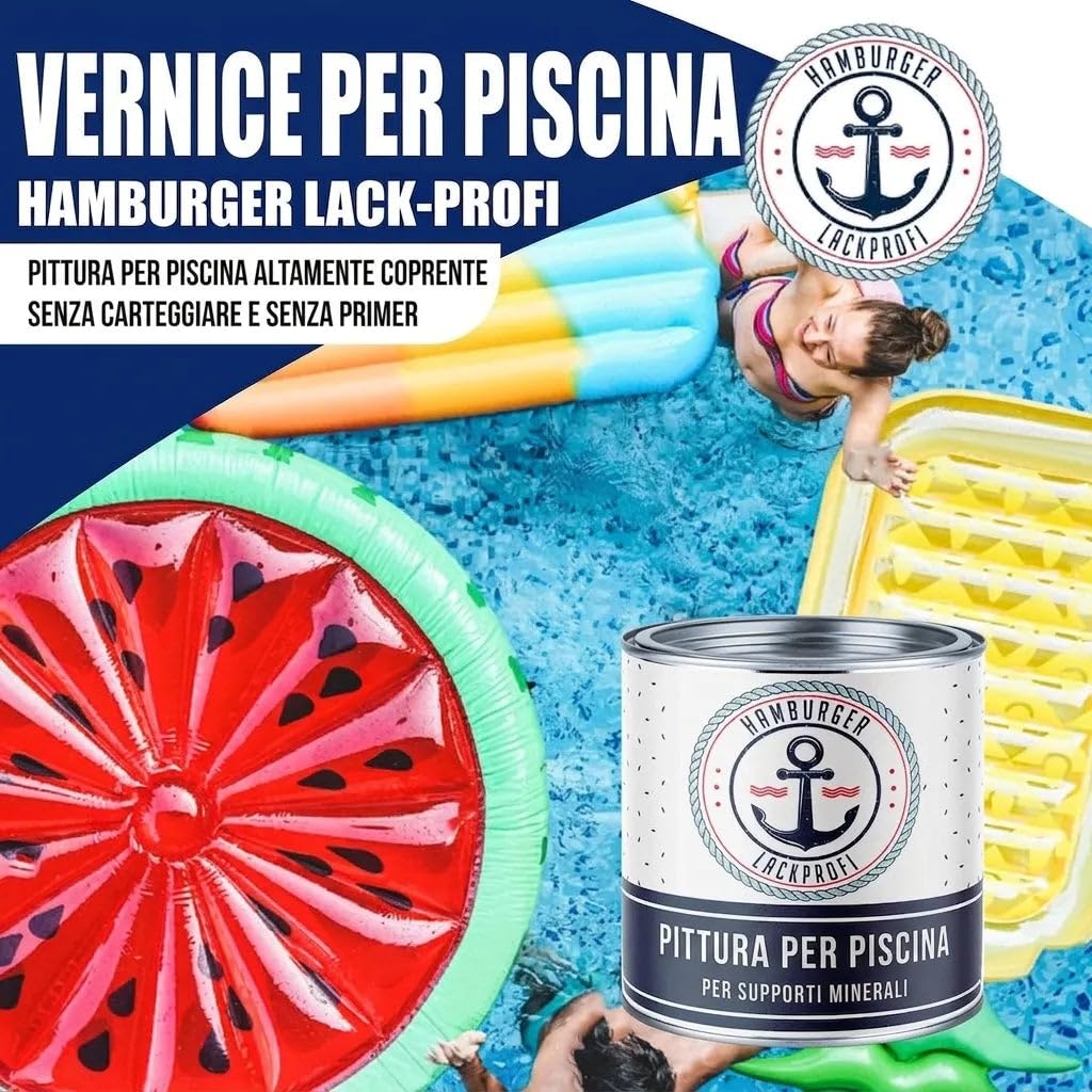 Pittura per piscina 2K lucido Verde per GFK, plastica e poliestere kit RAL 6027 Verde chiaro acqua – pittura per piscina 2K – rivestimento per piscine – vernice subacquea (5 L) Hamburger Lack-Profi