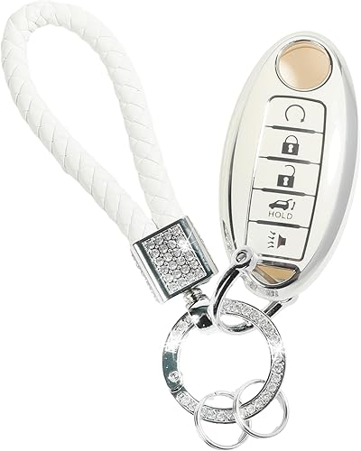 ESEWALAS Funda para llavero, funda de TPU suave para llave de automóvil, funda para llavero con llavero, carcasa inteligente sin llave, protector de