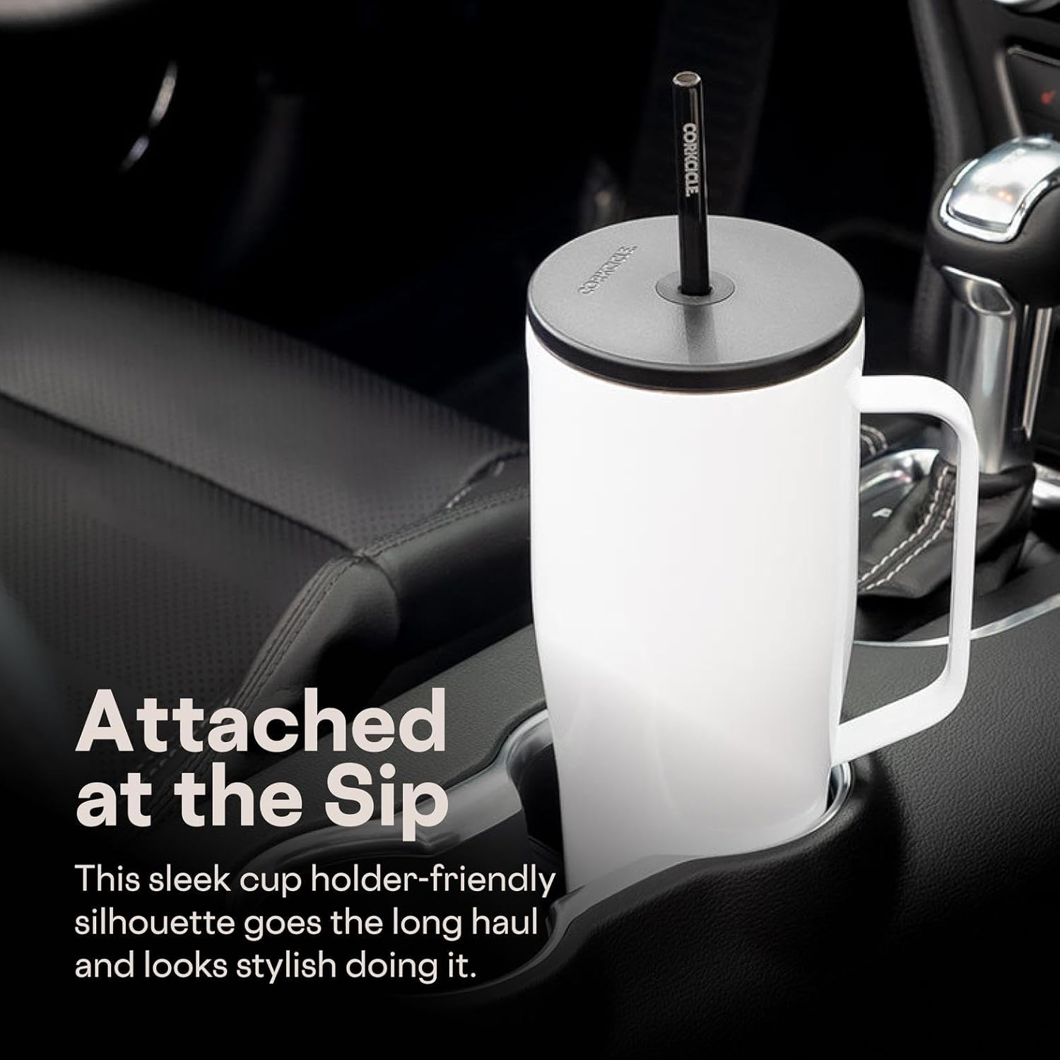 Corkcicle Cold Cup XL - Insulated Tumbler with Handle - Keeps Drinks Cold 12 Hours - Triple-Insulated - Spill-Proof Lid - Summer Drinkware Gift - Keeps Drinks Ice Cold - 30 oz - Gloss White - Image 6