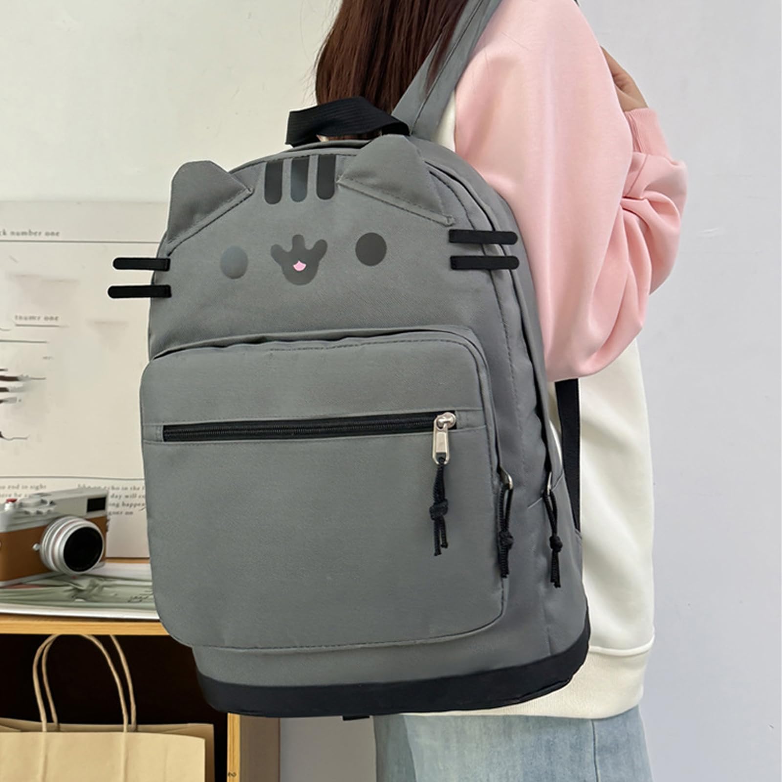 Süßer Katzenohren Rucksack (Gray)