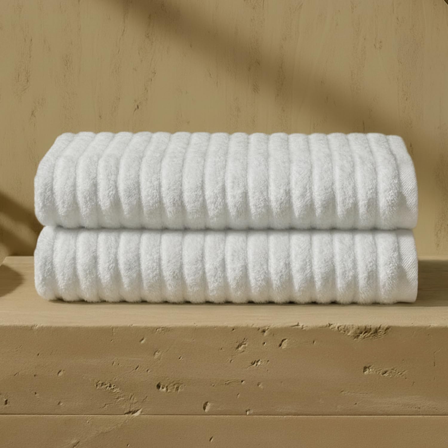 Toalla de baño 100x160 cm de algodón turco 600GSM blanca en juego de dos piezas