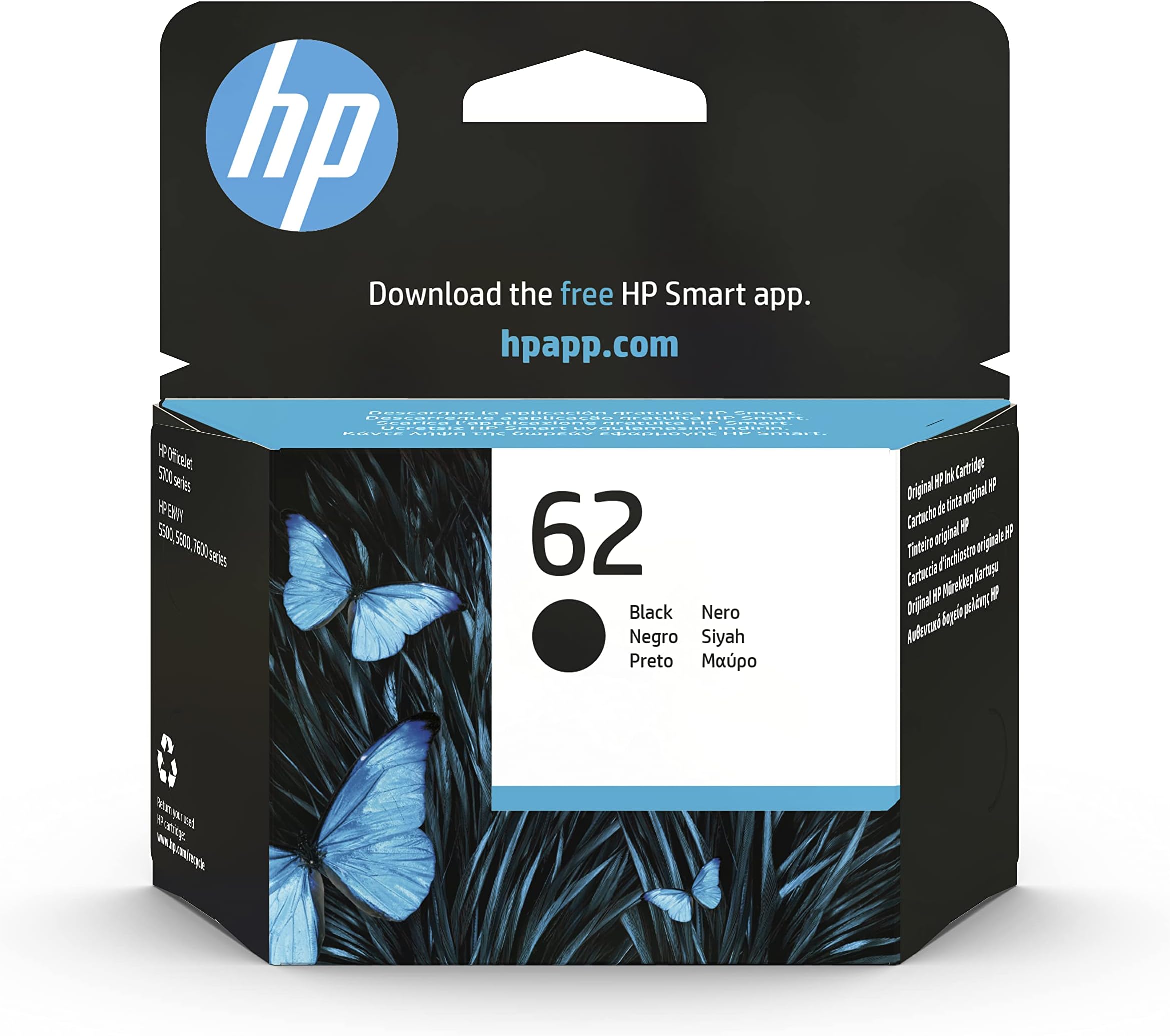 62 Original Printer Cartridge OfficeJet 200, 5740 Envy 5540, 5640, 7640 Black