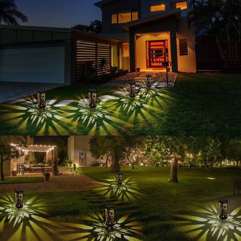 URPOWER Solar Lights Outdoor Upgraded Solar Pathway Lights with Bigger Solar Panel & Longer Working Time IP65 Waterproof Solar Garden Lights for Landscape Lawn Patio Path Driveway (Warm White 8 Pack)