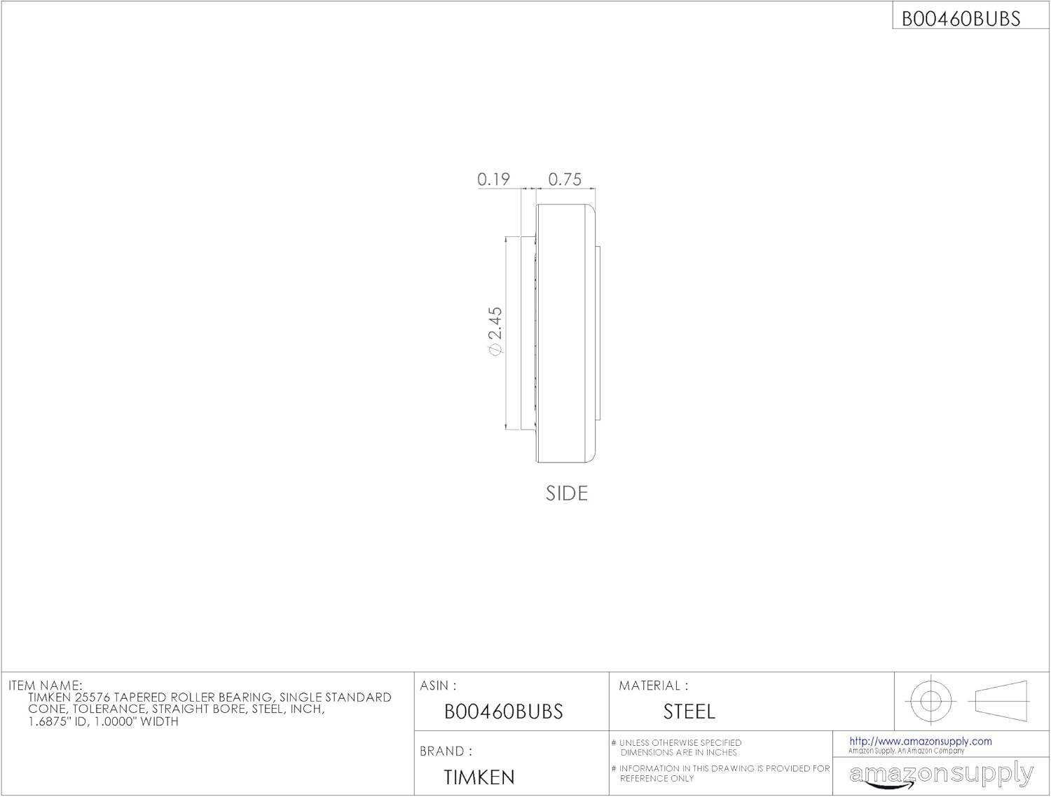 Timken Tapered Roller Bearing Cone - 25576