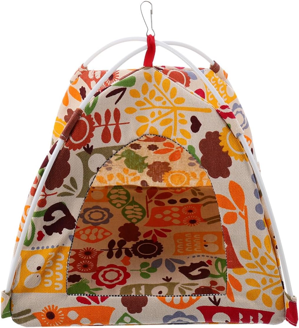 Scicalife Bird Nest Hut Hanging Hammock,Foldable Parrot Cage Tent House Bed Habitat Hideaway Toy