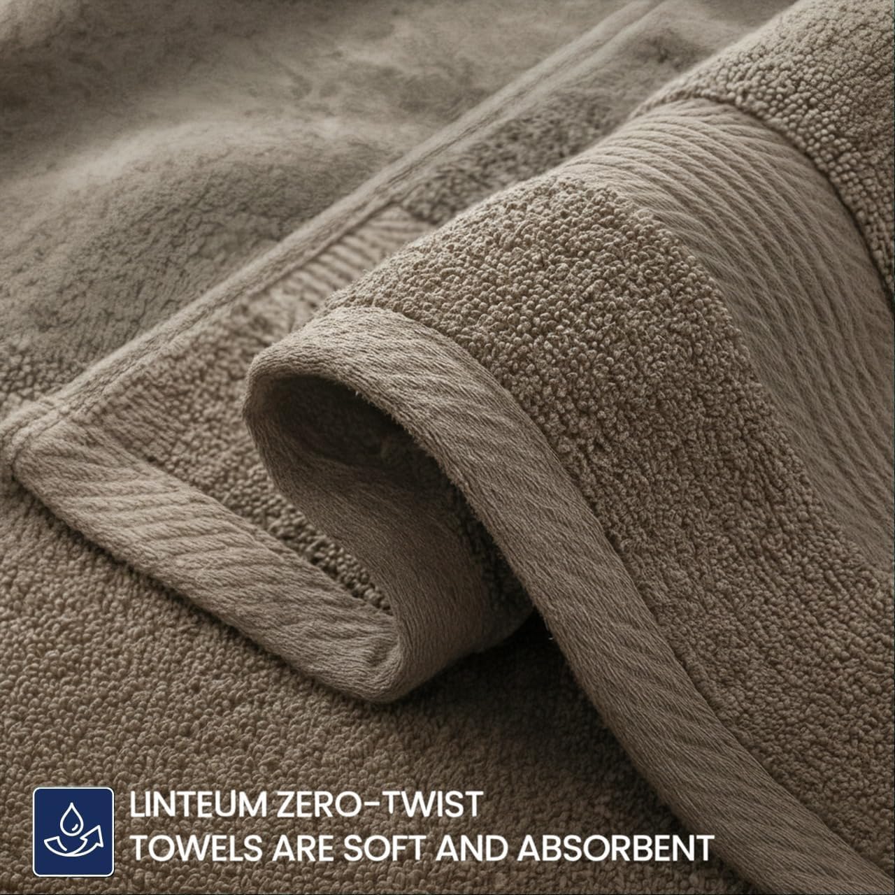 Linteum Textile 6 Piece Towel Set, 16x28 Inch, 100% Soft Cotton Zero Twist 16 Single Yarn Ring Spun Luxury Hand and Face Towels Spa Quality (Taupe)