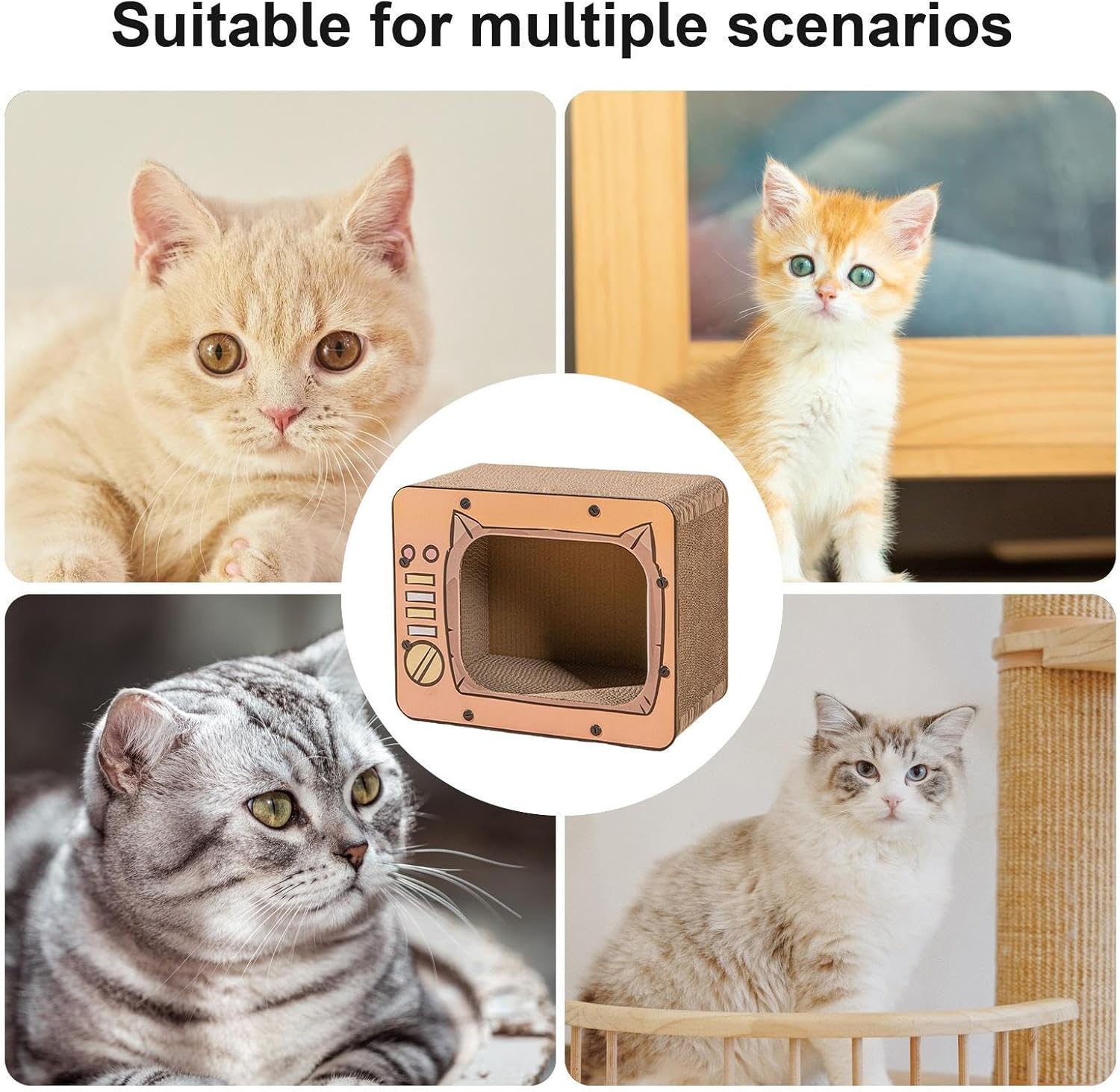 Scratcher Cardboard House, 40x22x31cm Corrugated Cat, 1200g Indoor Shelter for Cats Under 5kg, Home, Living Room, Playroom, Bedroom, Pet Cage