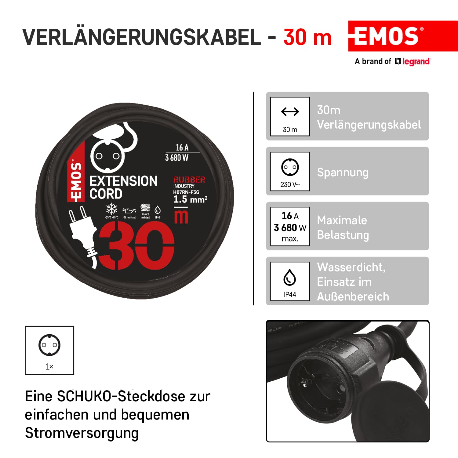 Enrouleur de câble EMOS, P01830