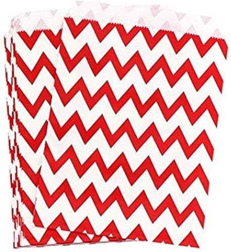 Miniatura 5 de The Baker Celebrations Combo Pack of 50 Red Paper Party Favors Bags Polka Chevron Stripes Spanish Tile Treat Bag 5 x 7.5 inches