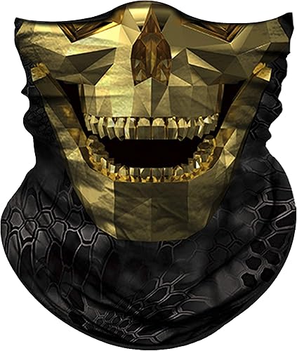 Miniatura 158 de Obacle - Tapabocas con cuello polar y de estilo de pañuelo contra el polvo y el sol para hombre y mujer Calavera Azul Ojo y Nariz