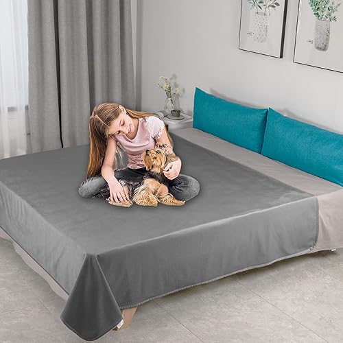 Miniatura 8 de Ameritex - Manta reversible para mascotas, terciopelo 100% impermeable súper suave para sofá y cama (82 x 82pulgadas, gris claro + beige).